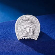 Cargar imagen en el visor de la galería, Anillo Rostro Cristo Baguette Plata Ley 925-Mioissanitas
