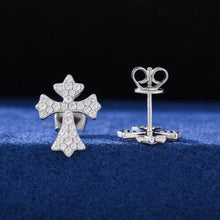 Cargar imagen en el visor de la galería, Aretes Cruz Plata Ley 925-Moissanitas
