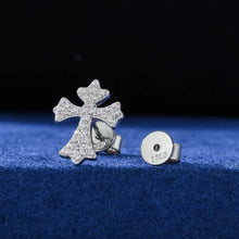 Cargar imagen en el visor de la galería, Aretes Cruz Plata Ley 925-Moissanitas
