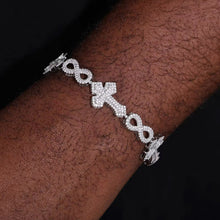 Cargar imagen en el visor de la galería, Pulsera Cubana Infinitos+Cruces Moissanita-Plata Ley 925 15mm
