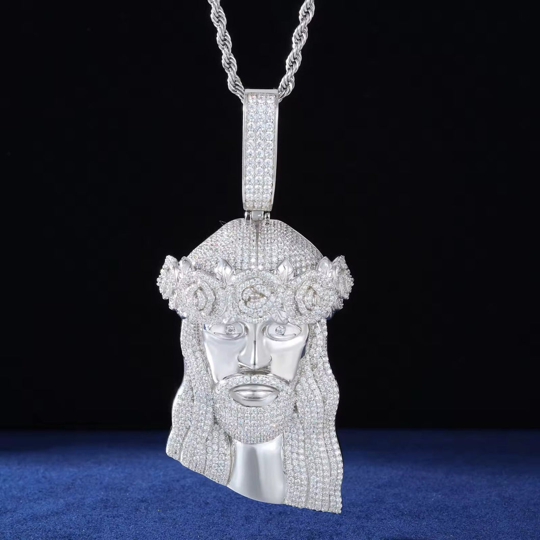 Dije Rostro Cristo Plata Ley 925-Moissanitas
