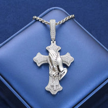 Cargar imagen en el visor de la galería, Dije Cruz Plata Ley 925-Moissanitas

