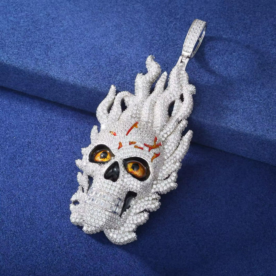 Dije Calavera Plata Ley 925-Moissanitas