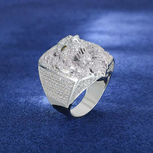 Cargar imagen en el visor de la galería, Anillo Rostro León Plata Ley 925-Moissanitas
