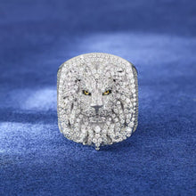 Cargar imagen en el visor de la galería, Anillo Rostro León Plata Ley 925-Moissanitas
