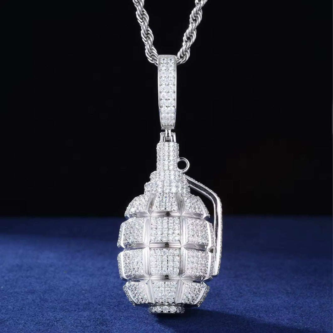 Dije Granada Plata Ley 925-Moissanitas