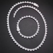 Cargar imagen en el visor de la galería, Cadena Tennis Corazones Plata Ley 925-Moissanitas
