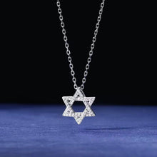 Cargar imagen en el visor de la galería, Collar + Dije Estrella De David Plata Ley 925-Moissanitas
