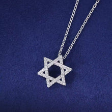 Cargar imagen en el visor de la galería, Collar + Dije Estrella De David Plata Ley 925-Moissanitas
