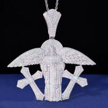 Cargar imagen en el visor de la galería, Dije Cristo Alas Cruces Plata Ley 925-Moissanitas

