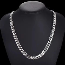 Cargar imagen en el visor de la galería, Cadena y Pulsera Cubana Maciza Lisa Plata Ley 925
