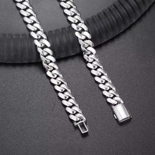 Cargar imagen en el visor de la galería, Cadena y Pulsera Cubana Maciza Lisa Plata Ley 925

