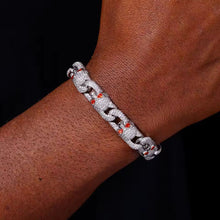Cargar imagen en el visor de la galería, Pulsera Cubana Calaveras Plata Ley 925-Moissanitas
