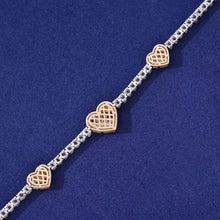 Cargar imagen en el visor de la galería, Pulsera Tennis Corazones Plata Ley 925-Moissanitas
