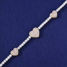 Cargar imagen en el visor de la galería, Pulsera Tennis Corazones Plata Ley 925-Moissanitas
