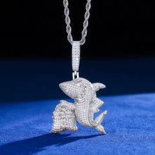 Cargar imagen en el visor de la galería, Dije Tiburón Bolsa De Dinero Plata Ley 925-Moissanitas
