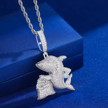 Cargar imagen en el visor de la galería, Dije Tiburón Bolsa De Dinero Plata Ley 925-Moissanitas
