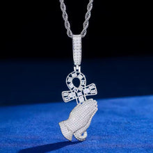 Cargar imagen en el visor de la galería, Dije Manos Cruz Plata Ley 925-Moissanitas
