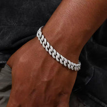 Cargar imagen en el visor de la galería, Pulsera Cubana 11mm Plata Ley 925-Moissanitas
