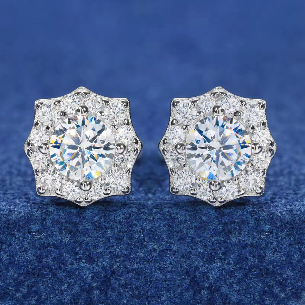 Aretes Moissanitas-Plata Ley 925
