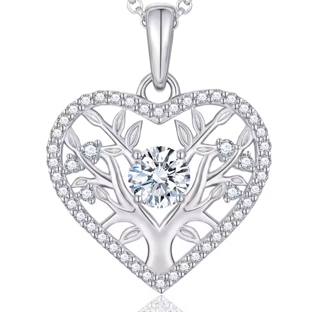 Collar + Dije Árbol Moissanitas-Plata Ley 925