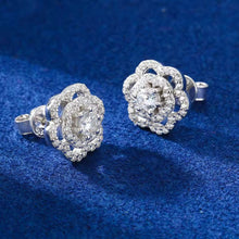Cargar imagen en el visor de la galería, Aretes Rosa Plata Ley 925-Moissanitas
