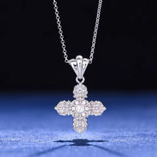 Cargar imagen en el visor de la galería, Dije Cruz + collar sencillo Plata Ley 925-Moissanitas
