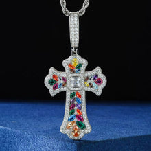 Cargar imagen en el visor de la galería, Dije Cruz Moissanitas-Plata Ley 925
