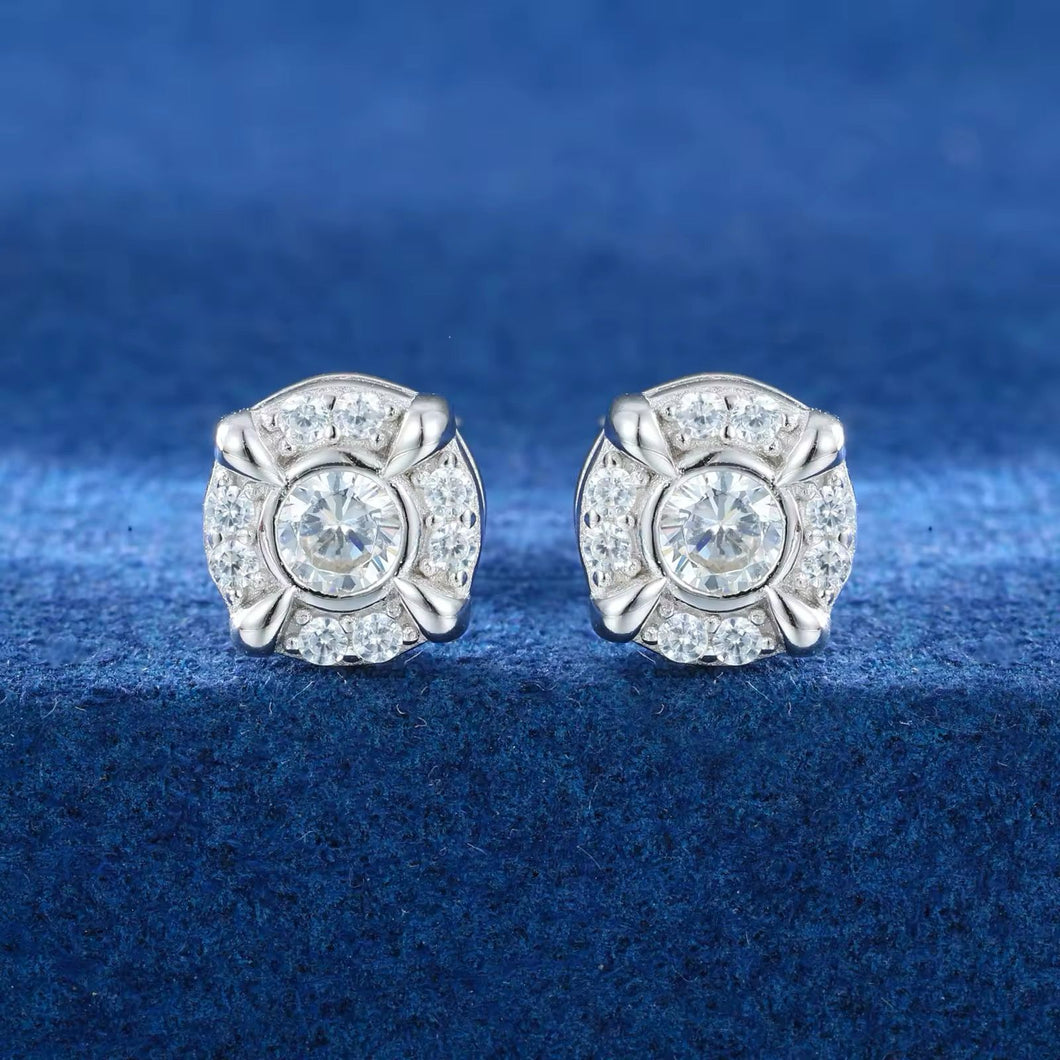 Aretes Moissanitas-Plata Ley 925