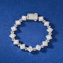 Cargar imagen en el visor de la galería, Pulsera Cubana Cuadrados Plata Ley 925-Moissanitas
