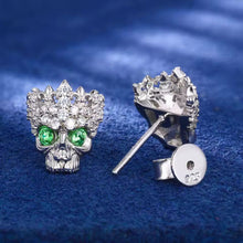 Cargar imagen en el visor de la galería, Aretes Calavera Plata ley 925-Moissanitas
