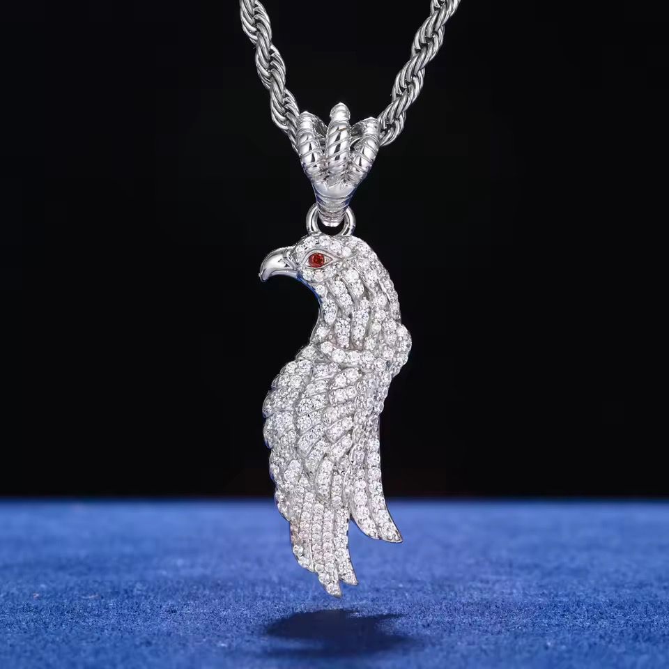 Dije Águila Plata Ley 925-Moissanitas