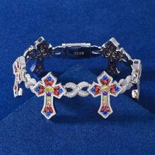 Cargar imagen en el visor de la galería, Pulsera Cruz Moissanitas-Plata Ley 925
