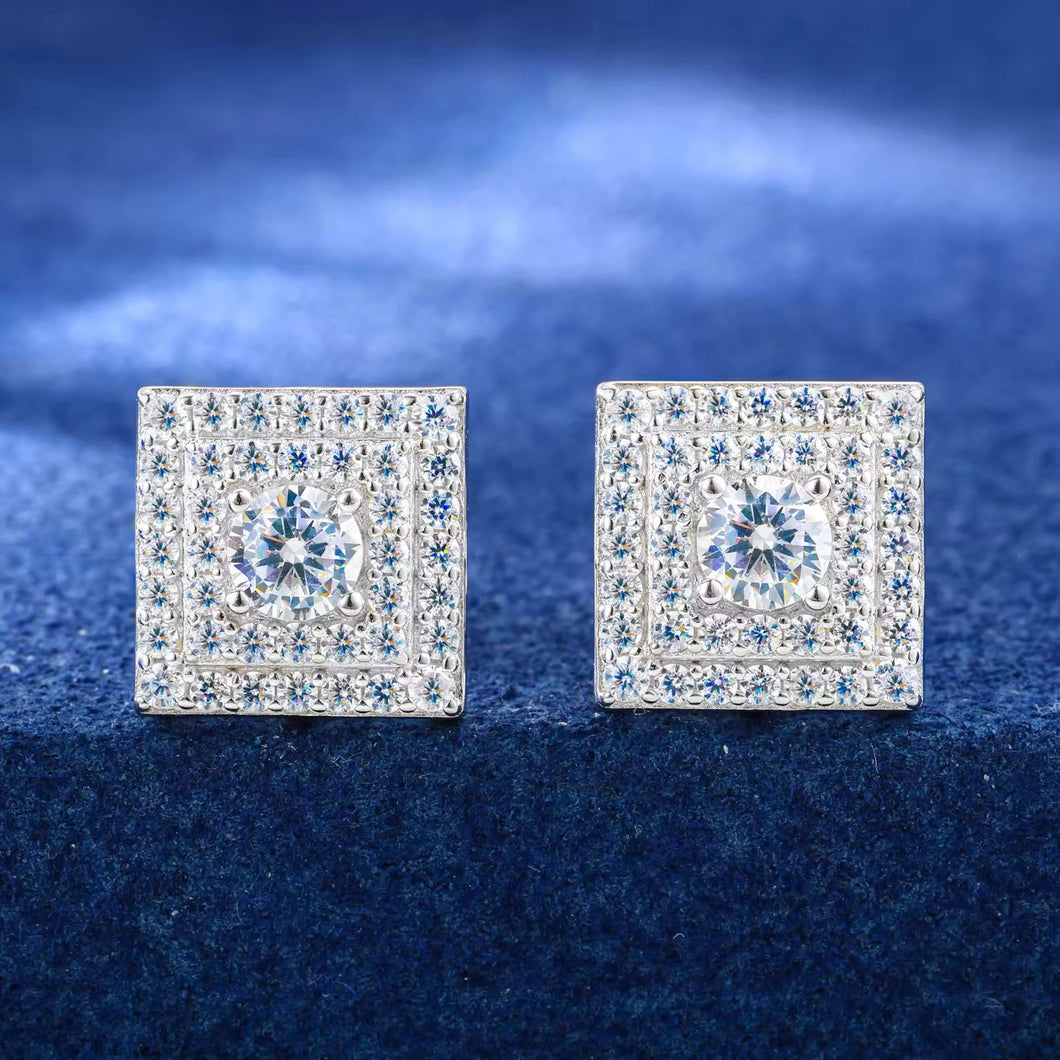 Aretes Moissanitas-Plata Ley 925