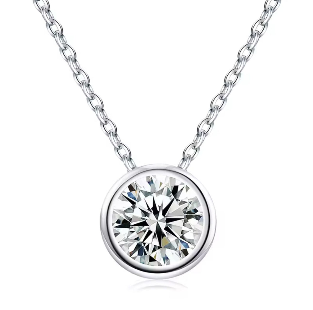 Collar + Dije Sencillo Moissanitas-Plata Ley 925