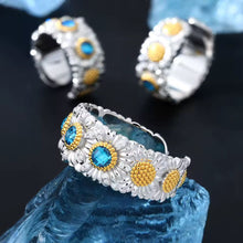 Cargar imagen en el visor de la galería, Anillo Flores Plata Ley 925-Moissanitas
