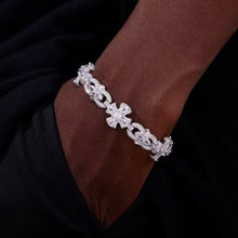 Cargar imagen en el visor de la galería, Pulsera Cubana Cruces-Infinitos Plata Ley 925-Moissanitas
