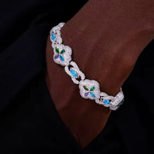 Cargar imagen en el visor de la galería, Pulsera Cubana Trébol Plata Ley 925-Moissanitas
