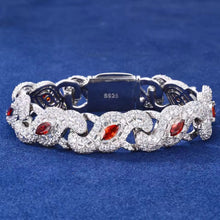 Cargar imagen en el visor de la galería, Pulsera Cubana Ojo Carmesí Plata Ley 925-Moissanitas
