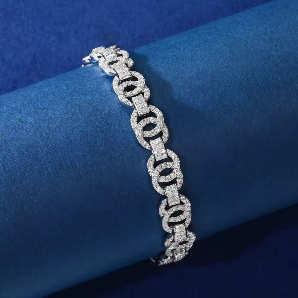 Pulsera Cubana Plata Ley 925-Moissanitas