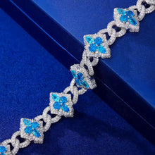 Cargar imagen en el visor de la galería, Pulsera Cubana Trébol Plata Ley 925-Moissanitas
