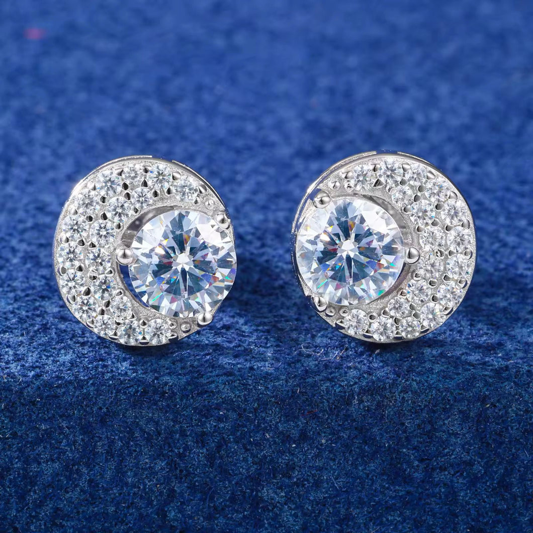 Aretes Moissanitas-Plata Ley 925